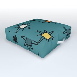 Atomic Sky Starbursts Teal Multicolored Outdoor Floor Cushion