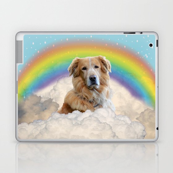 Golden Retriever Dog Rainbow Clouds Laptop & iPad Skin