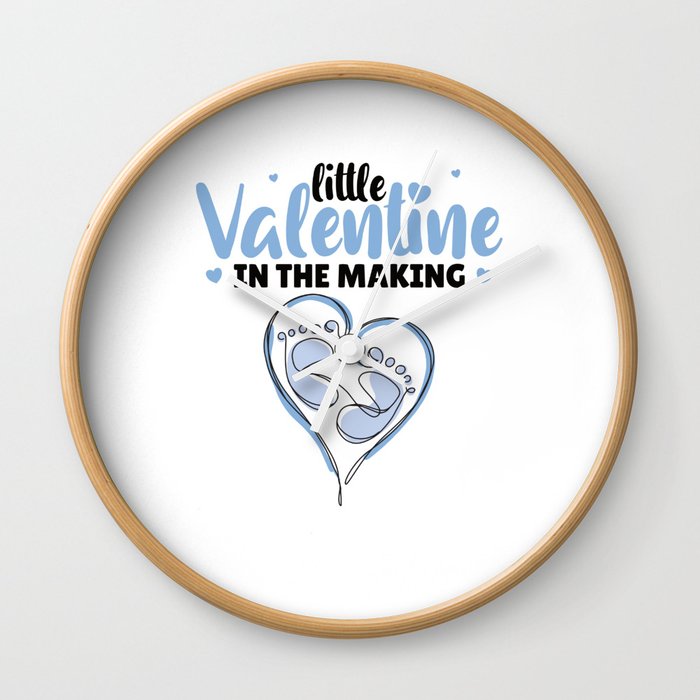 Little Valentine In The Making Gender Reveal Boy Wall Clock