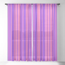 [ Thumbnail: Hot Pink and Purple Colored Striped/Lined Pattern Sheer Curtain ]