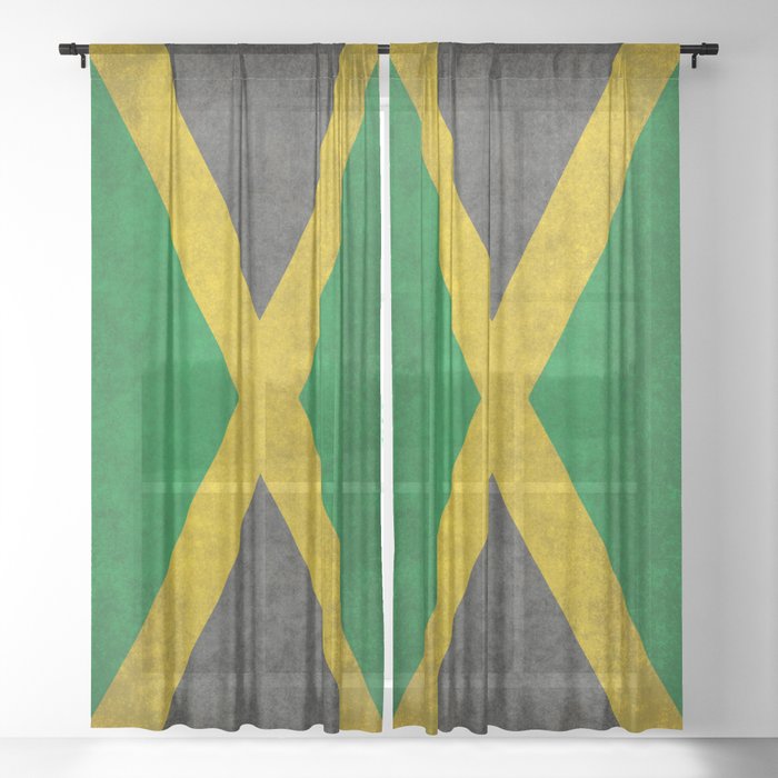 Jamaican flag, grungy style Sheer Curtain
