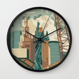 Cleveland City Scape Wall Clock | Ohio, Lake, Illustration, Downtown, Modern, Erie, Cleveland, Graphicdesign, Popart, Digital 