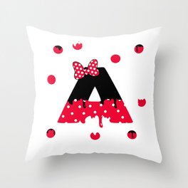 Letter Red A with Drops & Dots Throw Pillow