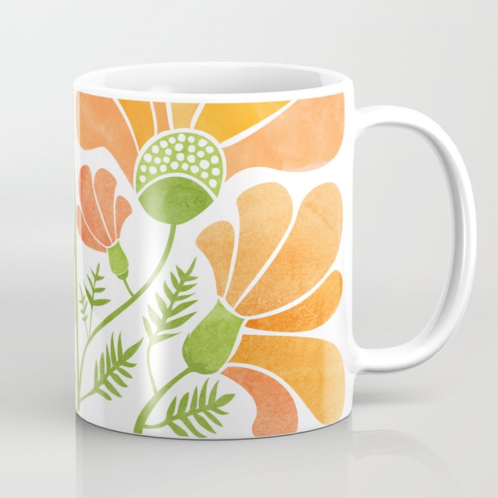 Happy California Poppies Floral Coffee Mug