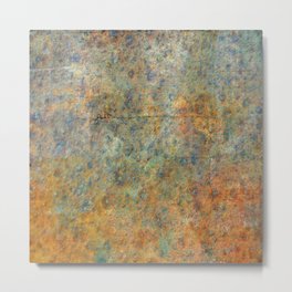 Blue and Copper Abstract Metal Print