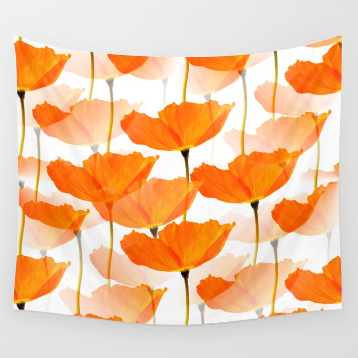 Orange Poppies On A White Background #decor #society6 #buyart Wall Tapestry