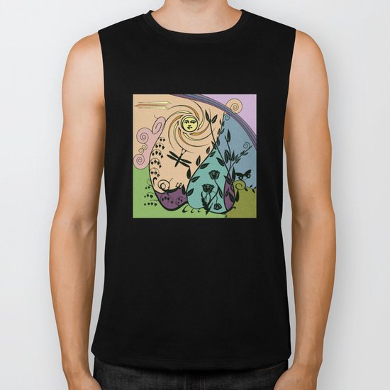 Garden in Summer Sun Biker Tank