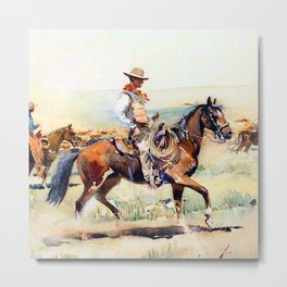 Edward Borein Trail Drive Western Art Metal Print | Cattle, Edwardborein, Cowboy, Horse, Painting, Traildrive 