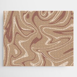 Modern Cappuccino Brown  Liquid Marble Abstract Jigsaw Puzzle