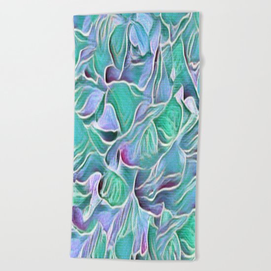 Flowing Soft Petal Abstract - Blue - Green Beach Towel