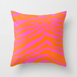 Orange and Pink Tiger Print   Throw Pillow