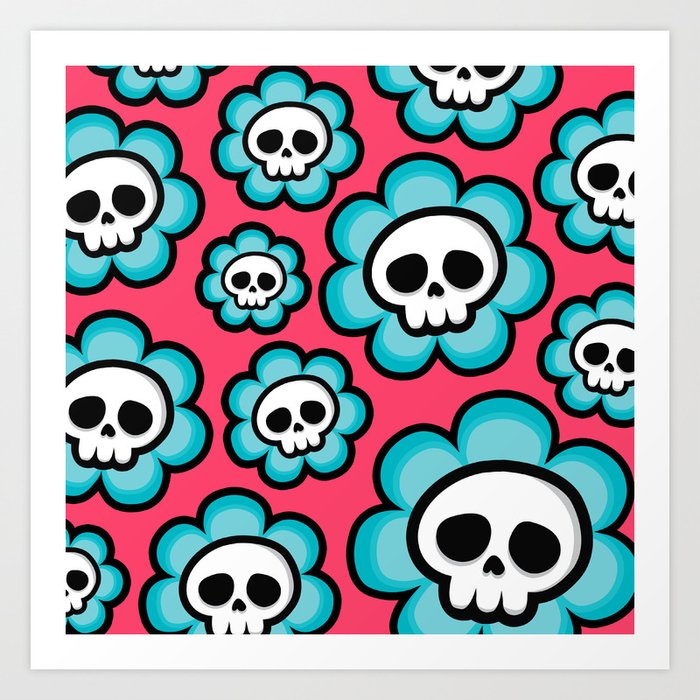 Skull Flowers Art Print