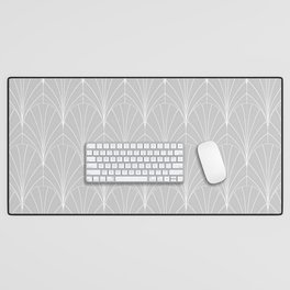Art Deco Waterfalls // Grey & White Desk Mat