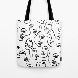 Face one line art pattern Tote Bag