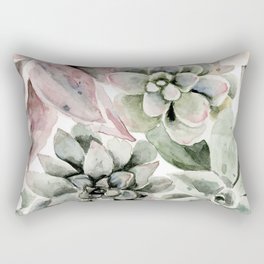 Circular Succulent Watercolor Rectangular Pillow