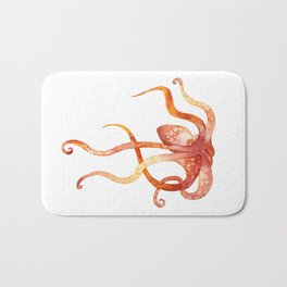 Watercolour Octopus - Red and Orange Bath Mat