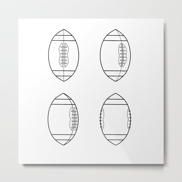 American Football Ball Spinning Sequence Drawing Metal Print By