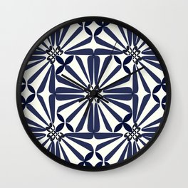 Blue And White - Tile Pattern - Fresh Mood #decor #society6 #buyart Wall Clock