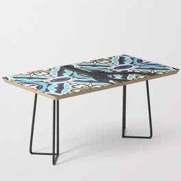Hanging spider monkey on blue pattern Coffee Table