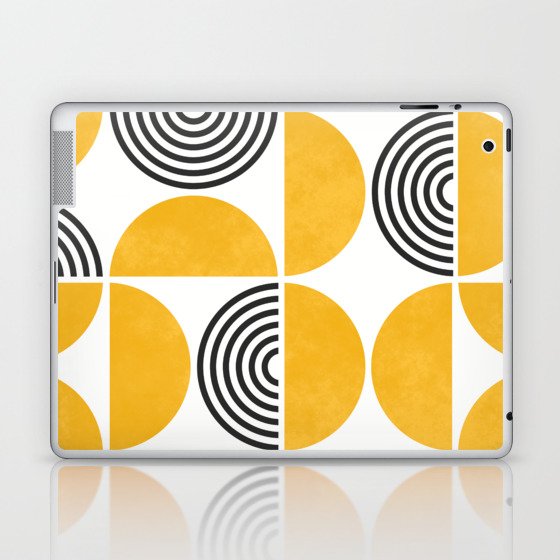 mid century modern yellow shapes pattern Laptop & iPad Skin