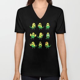 Budgie Budgerigar Parrot Bird Emoticons V Neck T Shirt