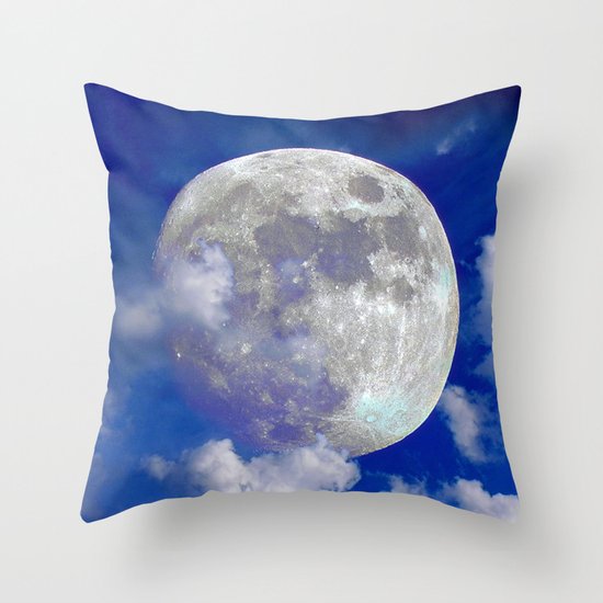 Fullmoon in clouds Throw Pillow