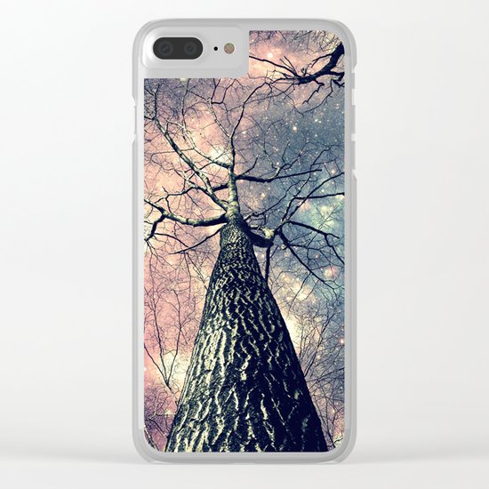 Wintry Trees Galaxy Skies Clear iPhone Case
