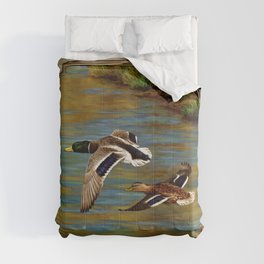 Mallard Ducks in Flight Comforter