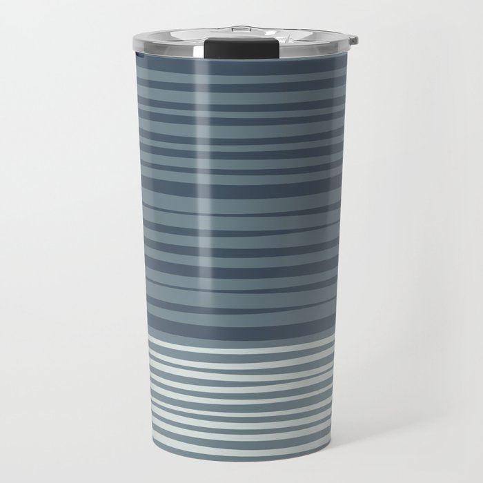 Natural Stripes Modern Minimalist Colour Block Pattern in Neutral Blue Grey Tones  Travel Mug