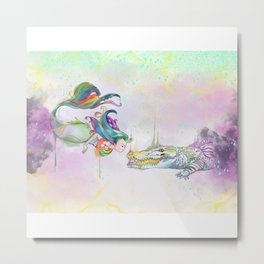 Mermaid standoff Metal Print | Water, Gift, Ink, Painting, Digital, Watercolor, Street Art, Pop Art, Acrylic, Comic 