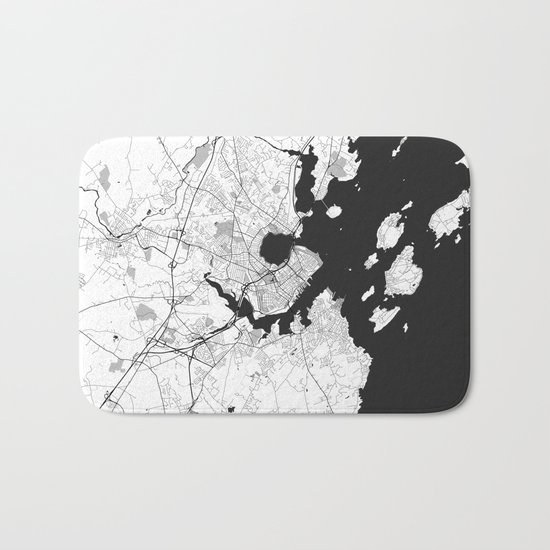 Portland Maine Map Gray Bath Mat
