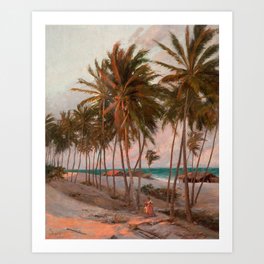 Vintage Palm Tree and Beach Art Art Print