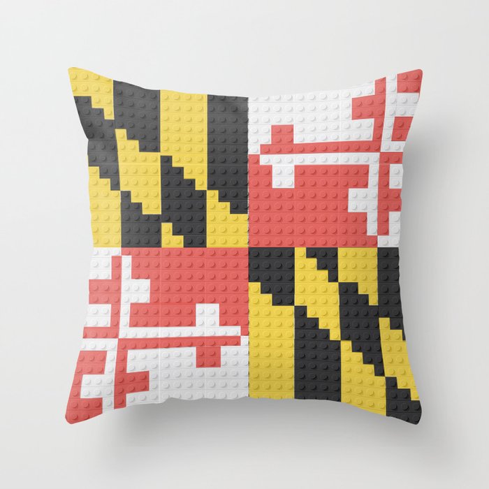 Maryland State Flag Building Block Design Throw Pillow