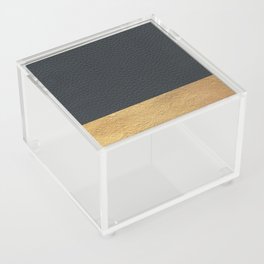 Color Blocked Gold & Leather Acrylic Box