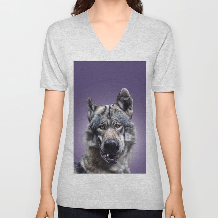 Smiling Wolf Selfie V Neck T Shirt