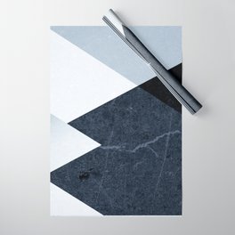 Geometrics II - blue marble & silver Wrapping Paper