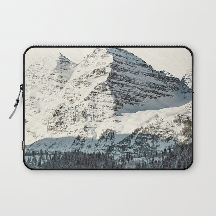 Maroon Bells Mountains in Black and White Laptop Sleeve