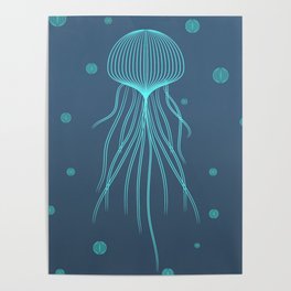 Jellyfish Blue Poster