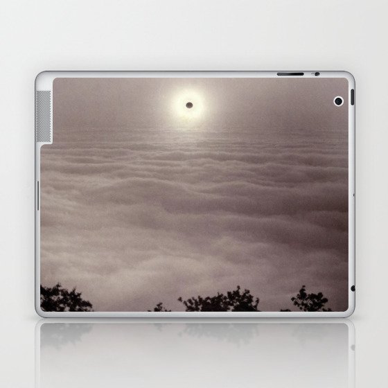 Solar Eclipse from Mount Santa Lucia, Pacific Coast Highway coastal California black and white photograph / photography for home and wall decor Laptop & iPad Skin