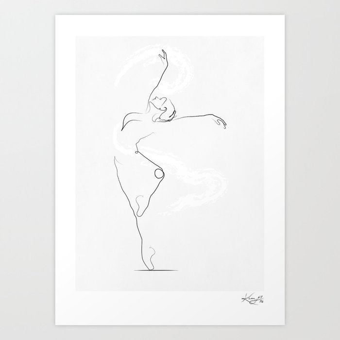 'UNFURL', Dancer Line Drawing Art Print by Kerry Kisbey | Society6