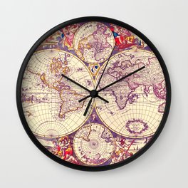 Vintage World Map Wall Clock