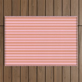 [ Thumbnail: Dark Salmon and Pink Colored Lined Pattern Outdoor Rug ]