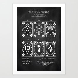  Playing cards chalkboard patent Art Print
