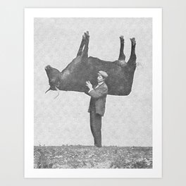 Shouldering the Imitation Ox Vintage Photography by Richard Kearton 1909 Humorous Funny Ridiculous  Art Print