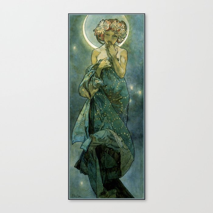 Alphonse Mucha "The Moon and the Stars Series: The Moon" Canvas Print