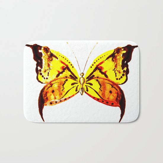 yellow butterfly Bath Mat