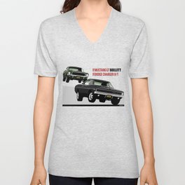 Ford Mustang and Dodge Charger from Bullitt V Neck T Shirt
