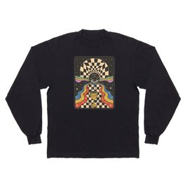 psychedelic illustration with an all-seeing eye and a goblet optical illusion background Long Sleeve T-shirt