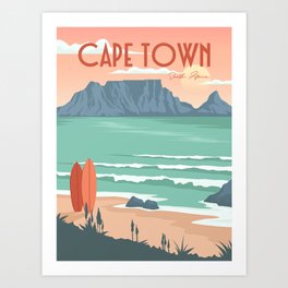 Table Mountain View In Cape Town Vintage Poster Art Print