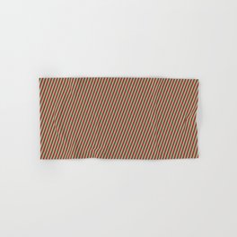 [ Thumbnail: Dark Sea Green and Brown Colored Stripes/Lines Pattern Hand & Bath Towel ]